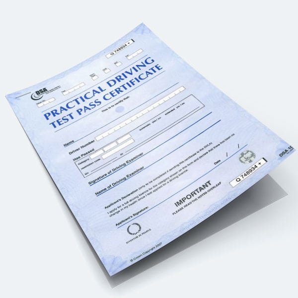 Get UK Driving Test Pass Practical Certificate Online